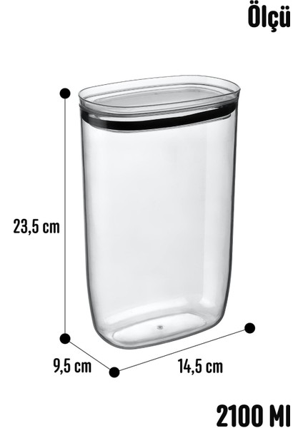 Jumbo Boy 2100 ml Gerçek Vakumlu Silikon Kapaklı Kristal Erzak Bakliyat Saklama Kabı Seti Baharatlık 9 Adet Antrasit indirimleri