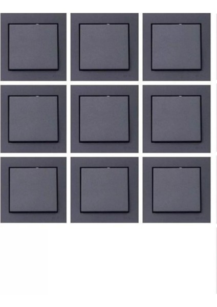 9 Adet Grano Metalik Füme Anahtar 9 Adet (Çerçeve Dahil) 9'lu Paket/set