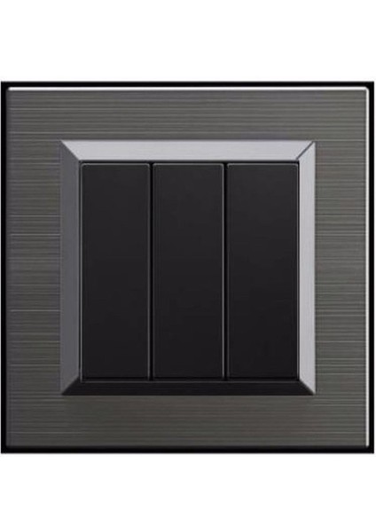 Ovivo Quantum Manyetik Gri Üçlü Anahtar + Çerçeve Dahildir - 1 Adet