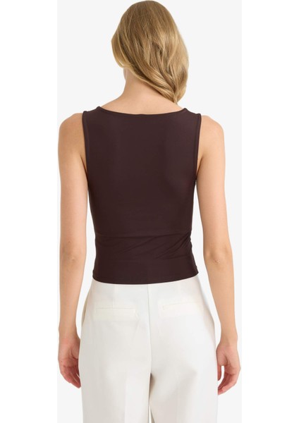 Slim Fit Dar Kesim Basic Düz Kare Yaka Atlet C2622AX25AU fırsatları