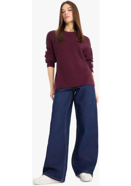 Regular Fit Bisiklet Yaka Selanik Kumaş Basic Düz Triko Kazak H6905AZ25WN fiyatları