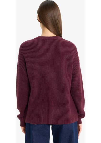 Regular Fit Bisiklet Yaka Selanik Kumaş Basic Düz Triko Kazak H6905AZ25WN