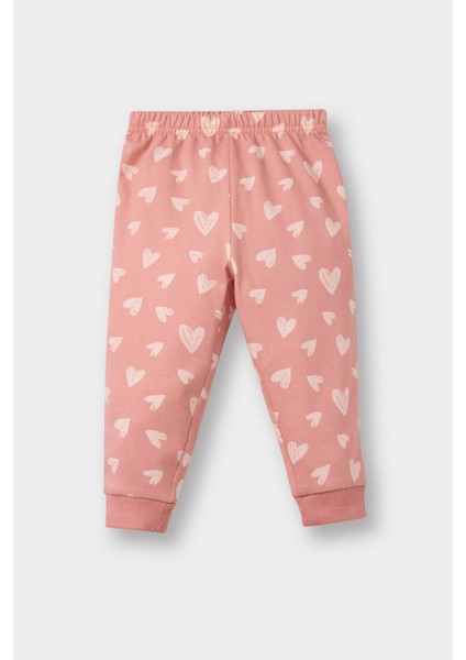 Kız Bebek Pijama Takımı Kalp Desenli Uzun Kollu Penye Üst Uzun Alt E9481A525AU fiyatları