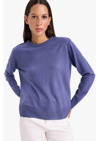 Relax Fit Bisiklet Yaka Triko Kazak C0058AX25WN modelleri