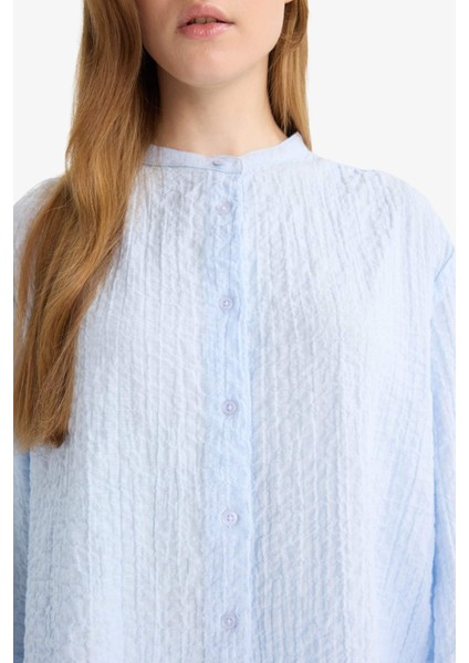Relax Fit Bisiklet Yaka Gofre Dokulu Uzun Kollu Tunik D4145AX25AU indirimleri