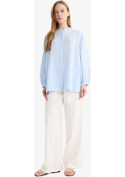 Relax Fit Bisiklet Yaka Gofre Dokulu Uzun Kollu Tunik D4145AX25AU fiyatları