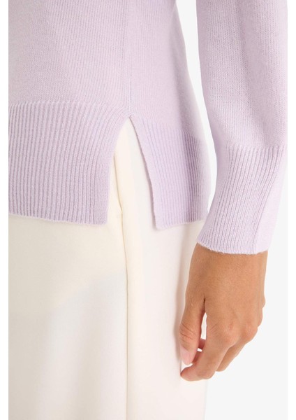 Relax Fit Bisiklet Yaka Basic Düz Triko Kazak I6913AZ25WN