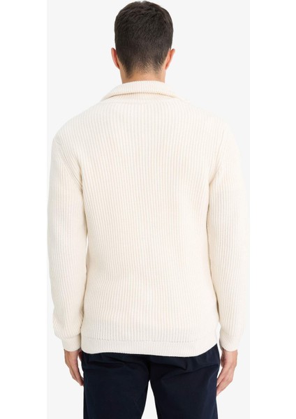 Standart Fit Dik Yaka Fermuarlı Triko Hırka C9014AX25AU