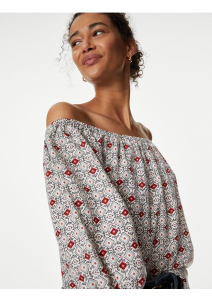 Regular Fit Desenli Keten Bluz modelleri