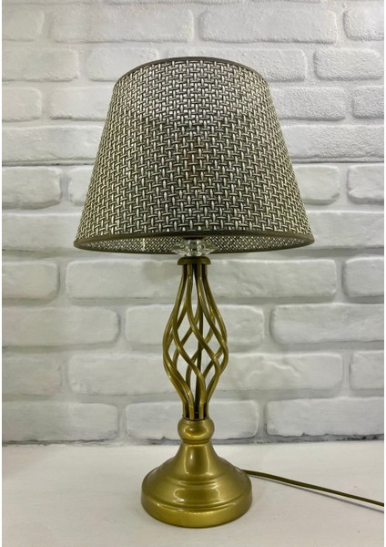 Eskitme Gold Angel Model Metal Ayaklı Rattan Haki Kumaş Şapkalı Abajur fiyatları