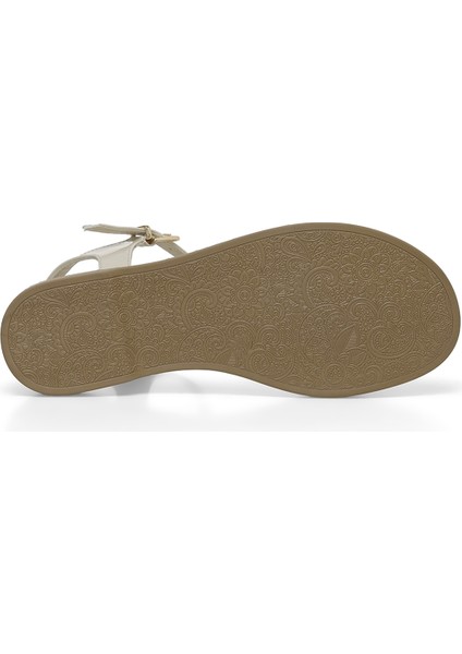 24S-117 4fx Bej Kadın Düz Sandalet