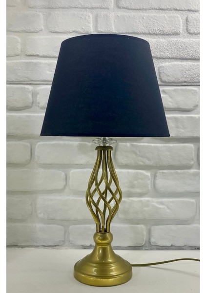 Eskitme Gold Rustik Burgulu Metal Ayaklı Kristal Taşlı Siyah Kumaş Şapkalı Abajur fiyatları