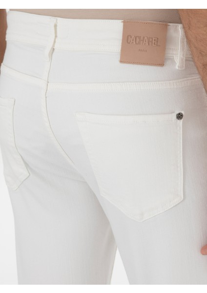 Erkek Beyaz Slim Fit Pamuk Karışımlı Jean Pantolon 50304038-VR013