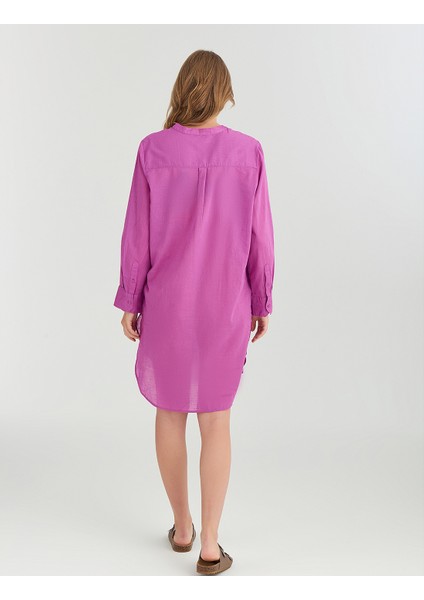 Saf Pamuklu Uzun Kollu Plaj Elbisesi modelleri