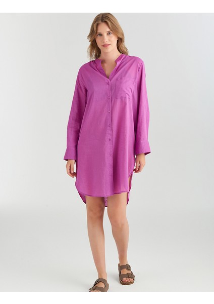 Saf Pamuklu Uzun Kollu Plaj Elbisesi fırsatları