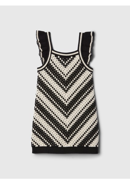Kız Bebek Siyah Kroşe Örgü Triko Elbise