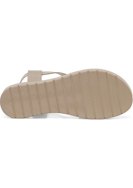 CS22053 4fx Bej Kadın Düz Sandalet