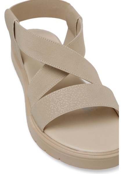 CS22053 4fx Bej Kadın Düz Sandalet