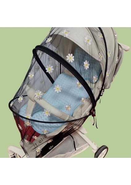 Pram Cibinlik Bebek Arabası Sivrisinek Örtüsü Güneşlik Örtüsü Nakış Büyütülmüş Yoğun Ağ (Yurt Dışından)