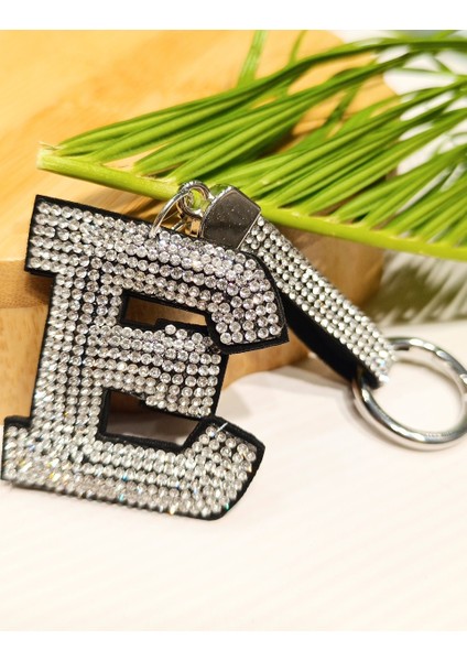 Lüks Parıltılı E Harfi Anahtarlık