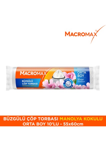 Büzgülü Çöp Torbası Orta Boy (55x60cm) Manolya Kokulu 10 Adet