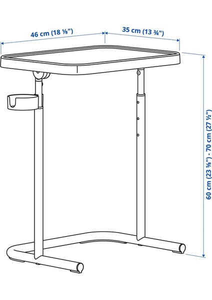Björkåsen Laptop Sehpası 46 x 35 Beyaz Yüksekliği Ayarlanabilir ve Katlanabilir fırsatları