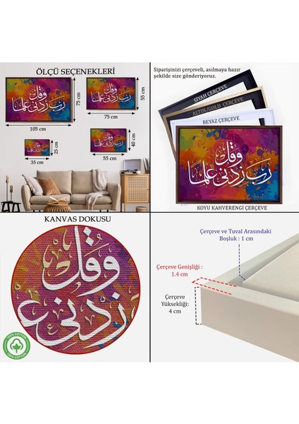 Çerçeveli Rabbim, Ilmimi Artır! Taha Suresi 114. Ayet Yazılı Dekoratif Kanvas TABLO-3407 indirimleri