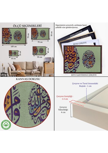 Çerçeveli Allah'ın Rengiyle Boyandık. Allah'tan Daha Güzel Rengi Kim Verebilir? Ayet TABLO-3358 indirimleri