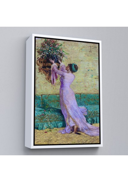Beyaz Çerçeveli Vazo Yerleştiren Kız Osman Hamdi Bey Kanvas Tablo