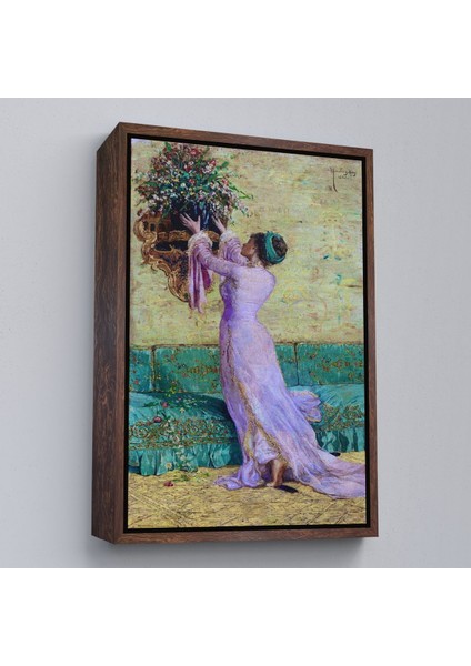 Beyaz Çerçeveli Vazo Yerleştiren Kız Osman Hamdi Bey Kanvas Tablo fiyatları