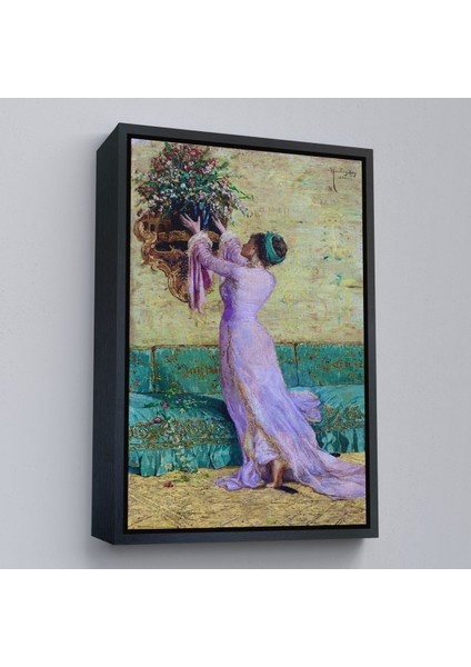 Beyaz Çerçeveli Vazo Yerleştiren Kız Osman Hamdi Bey Kanvas Tablo fırsatları