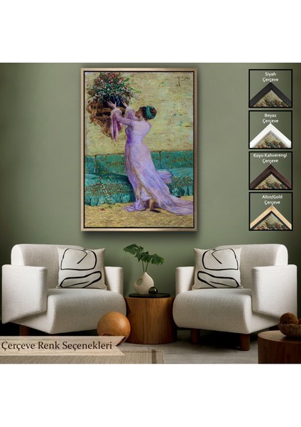 Beyaz Çerçeveli Vazo Yerleştiren Kız Osman Hamdi Bey Kanvas Tablo