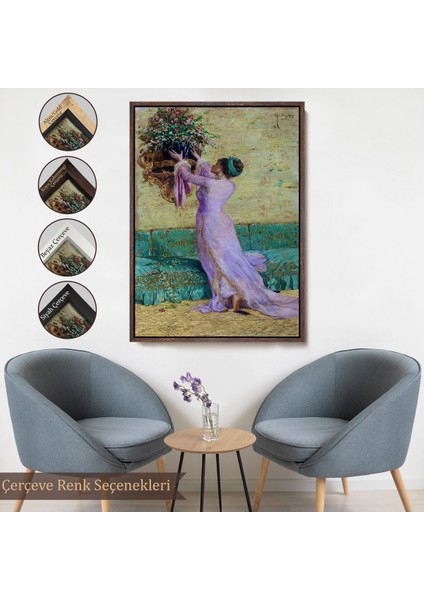 Beyaz Çerçeveli Vazo Yerleştiren Kız Osman Hamdi Bey Kanvas Tablo