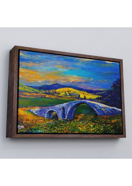 Çerçeveli Köy Taşköprüsü Günbatımı Manzarası Duvar TABLOSU-1202