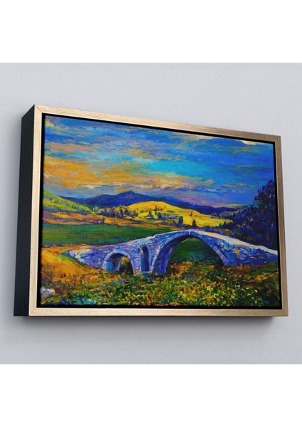 Çerçeveli Köy Taşköprüsü Günbatımı Manzarası Duvar TABLOSU-1202 fiyatları