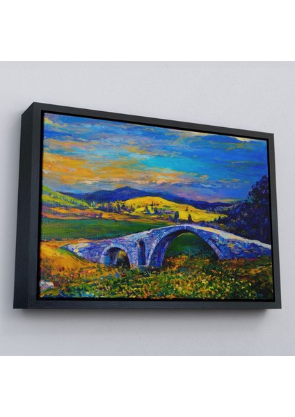 Çerçeveli Köy Taşköprüsü Günbatımı Manzarası Duvar TABLOSU-1202 modelleri