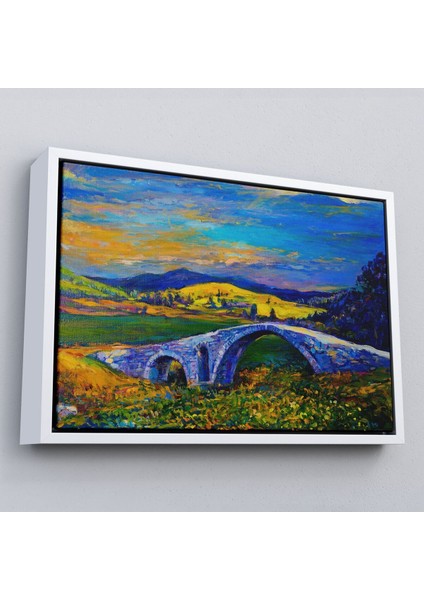Çerçeveli Köy Taşköprüsü Günbatımı Manzarası Duvar TABLOSU-1202 fırsatları