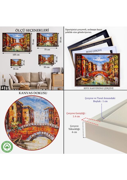 Çerçeveli Venedik Italya Yağlı Boya Görünümlü TABLO-1201 indirimleri