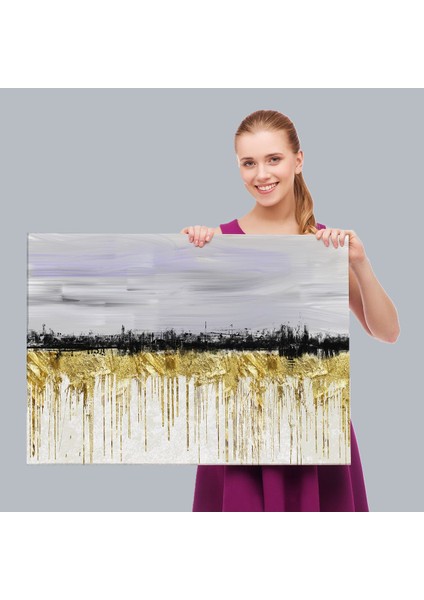 Gold Siyah ve Mavinin Müthiş Uyumu Modern Kanvas TABLO-5051 fırsatları
