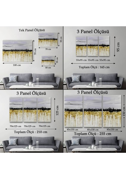 Gold Siyah ve Mavinin Müthiş Uyumu Modern Kanvas TABLO-5051