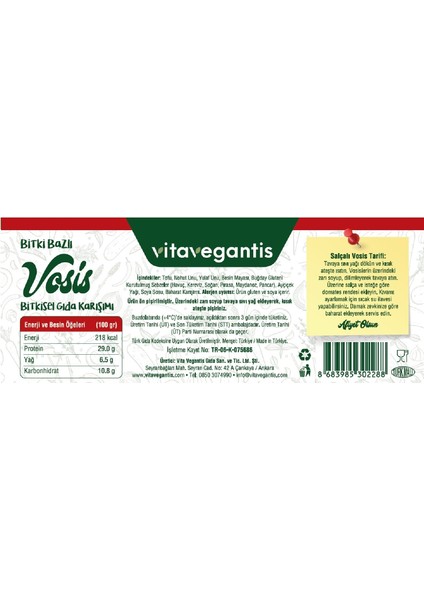 Vegan Sosis 180 gr fiyatları