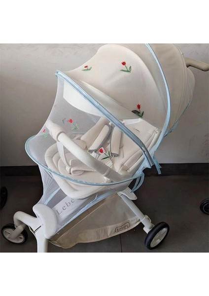 Pram Cibinlik Bebek Arabası Sivrisinek Örtüsü Güneşlik Örtüsü Nakış Büyütülmüş Yoğun Ağ (Yurt Dışından)