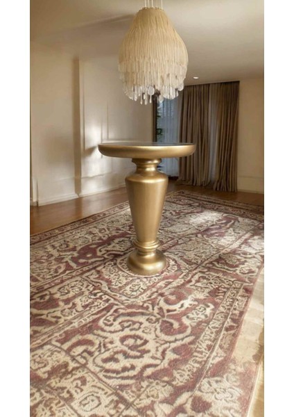 3’lü Mantar Sehpa Takımı – Ahşap ve Altın Varak Renkli Yan Sehpa -Wooden Mushroom Coffee Table