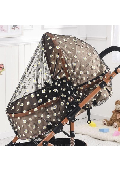 Pram Cibinlik Bebek Arabası Sivrisinek Örtüsü Güneşlik Örtüsü Nakış Büyütülmüş Yoğun Ağ (Yurt Dışından)