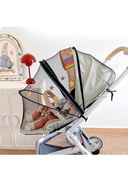 Pram Cibinlik Tam Kapak Bebek Sivrisinek Önleyici Kapak Nakış Gazlı Bez Güneşlik Perde Yaz Nefes Alabilir (Yurt Dışından)
