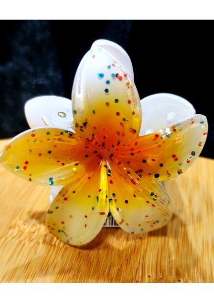 Lüks Figürlü Parıltılı Küçük Sarı Lotus Toka