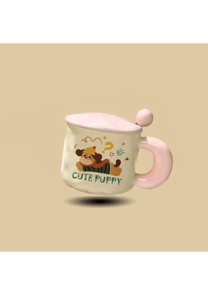 Sevimli Karikatür Köpek Yavrusu Seramik Dak Yüksek Değerli Kupa Dak Kapaklı Kaşık Su Dağı Doğum Günü Hediyesi Kız Çocukları (Yurt Dışından)