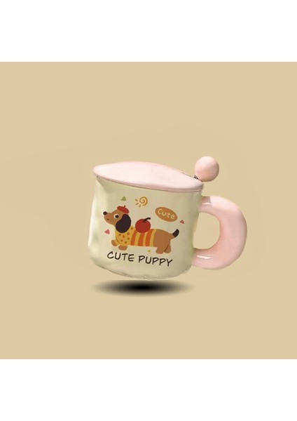 Sevimli Karikatür Köpek Yavrusu Seramik Dak Yüksek Değerli Kupa Dak Kapaklı Kaşık Su Dağı Doğum Günü Hediyesi Kız Çocukları (Yurt Dışından)
