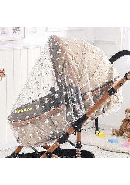 Pram Cibinlik Bebek Arabası Sivrisinek Örtüsü Güneşlik Örtüsü Nakış Büyütülmüş Yoğun Ağ (Yurt Dışından)