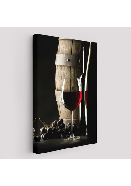 Üzüm Şarabı ve Fıçısı Dekoratif Duvar TABLOSU-6436